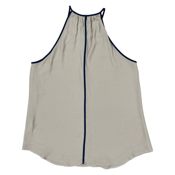 Naked Zebra Size L Womens Tank Top Blouse Shirt Beige Sleeveless Keyhole Layered - Picture 5 of 8